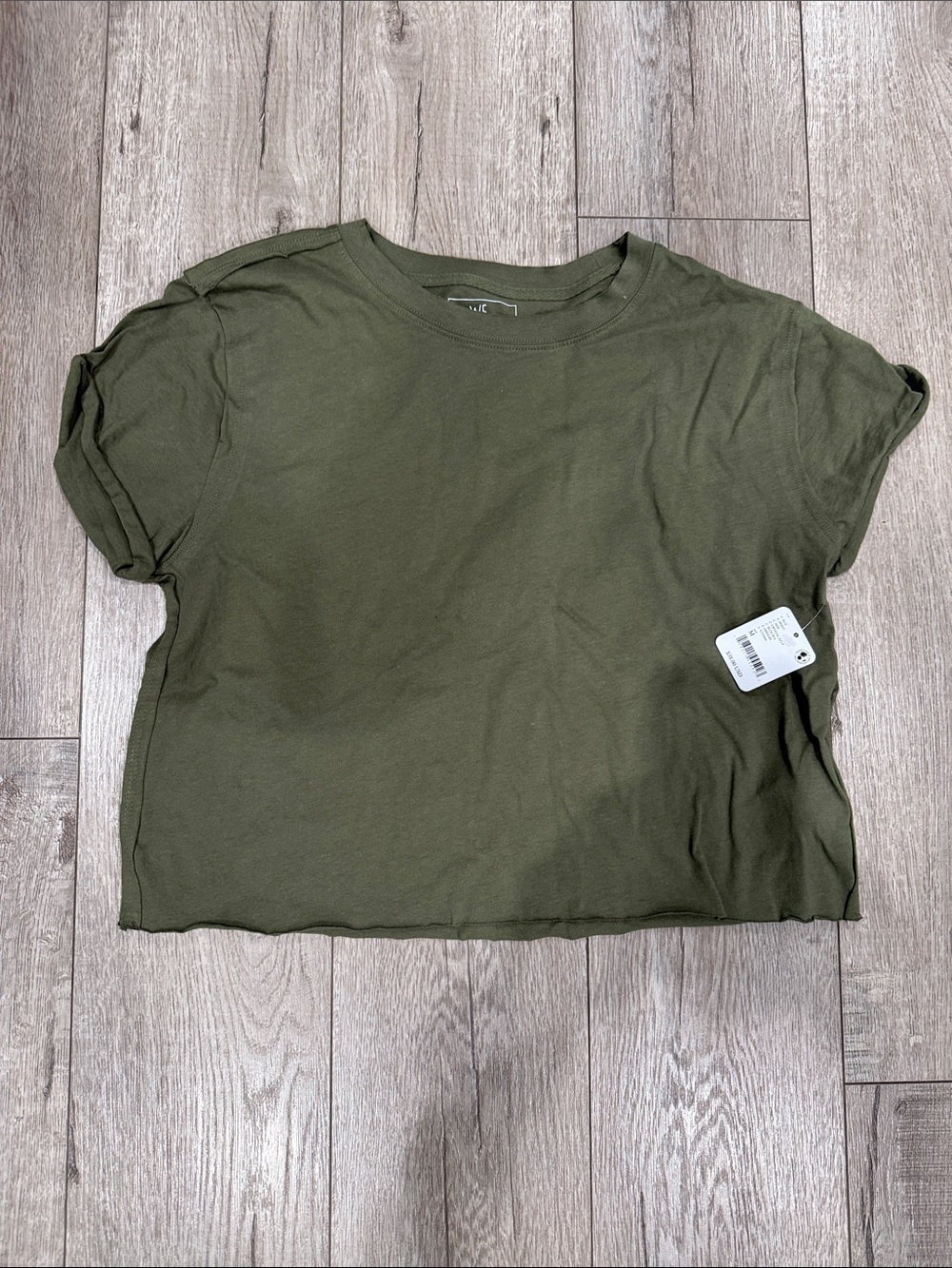 Free People Women's Olive Green Cropped Tee